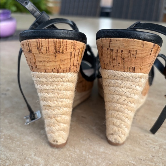 Charles David Black Strappy Cork Wedge Sandals - Picture 4 of 5